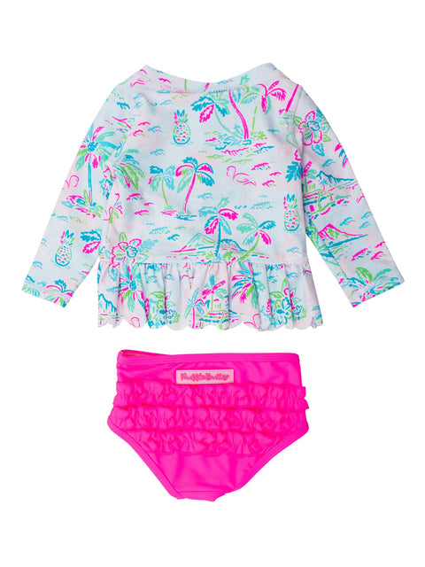 Tropical Resort Scalloped Rash Guard Set