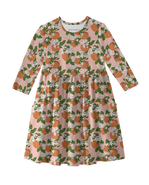 Orange Blossoms 3/4 Sleeve Dress