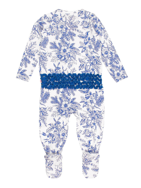 Winter Bliss Toile Modal Ruffle Footie Pajama