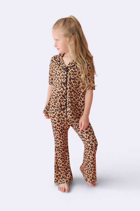 Girls Flare Bamboo Pajama Set - Leopard Dream