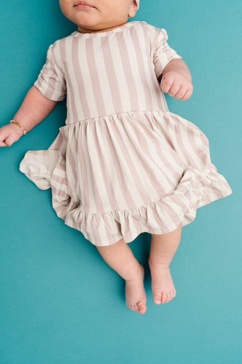 Blush Stripe Bodysuit Bamboo Dress