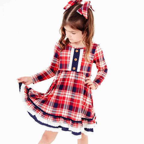 Rudolph’s Plaid Graceful Ruffle Dress