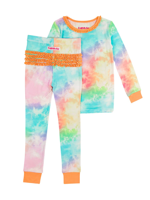 Rainbow Tie Dye Bamboo Ruffle Pajama Set