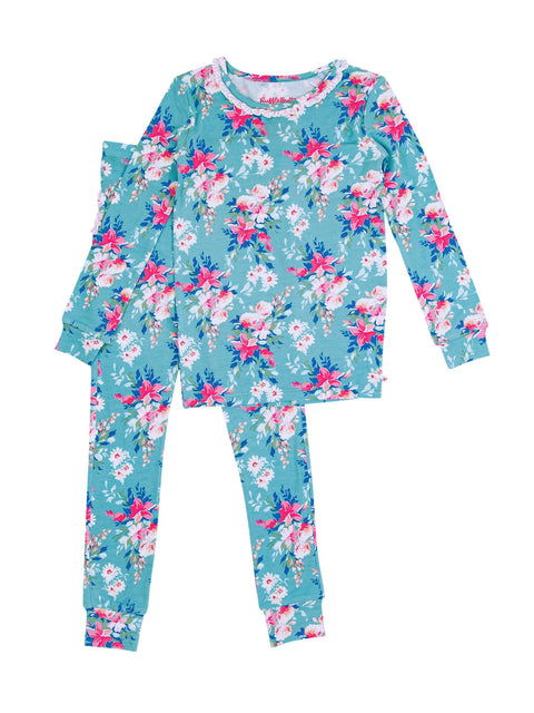 Fancy Me Floral Bamboo Ruffle Pajama Set