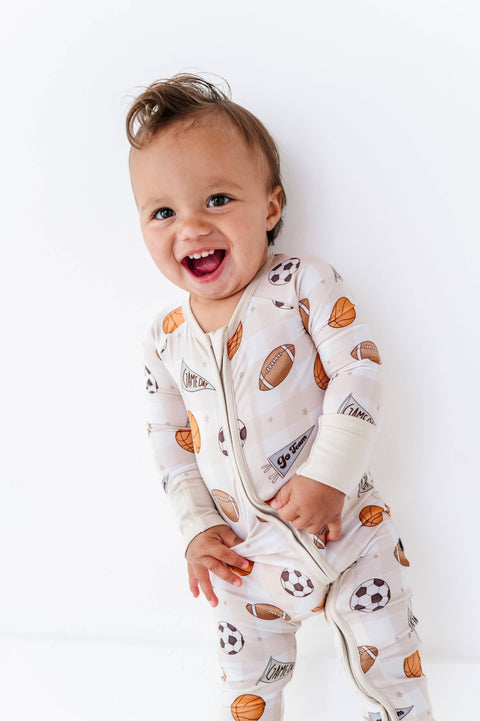 Game Day Gingham Bamboo Convertible Footie for Babies