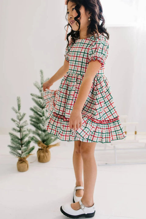 Aura Poplin Dress - Holiday Plaid