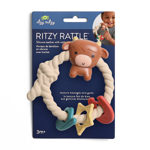 Ritzy Rattle™ & Silicone Teether - Highland Cow