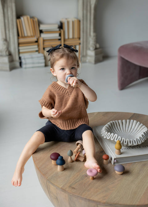 Mushroom Wood & Silicone Teething Toy