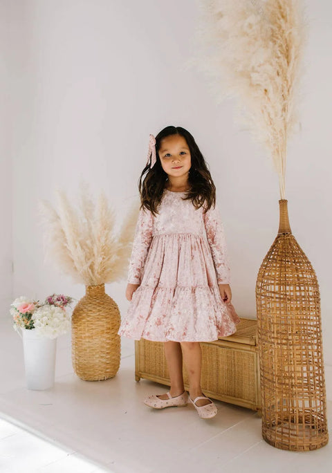 Gwendolyn Ruffle Dress in Crushed Blush
