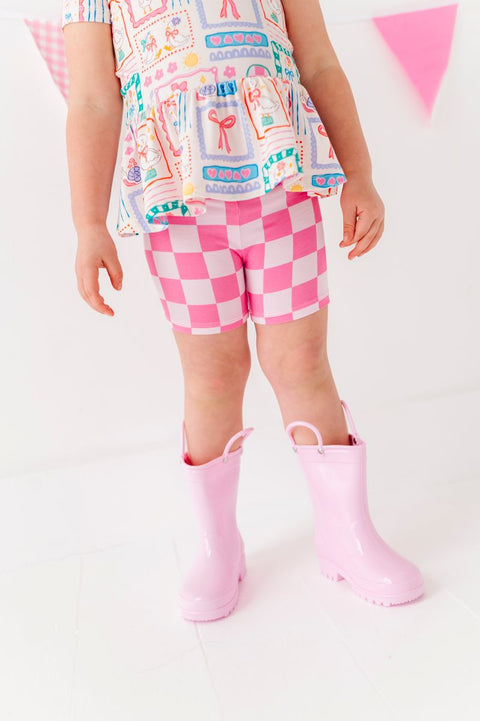 Bubblegum Check Biker Shorts