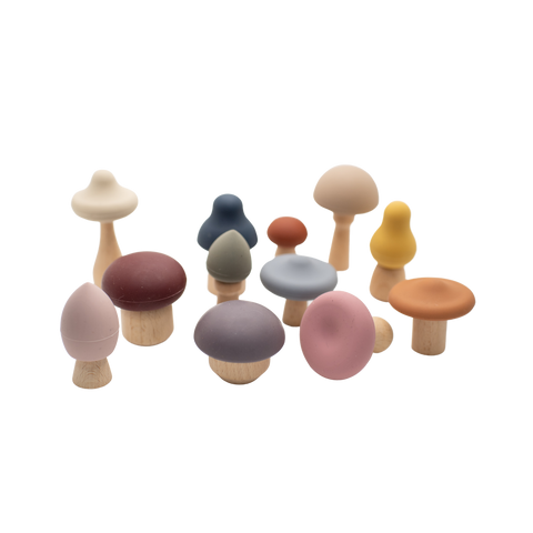 Mushroom Wood & Silicone Teething Toy