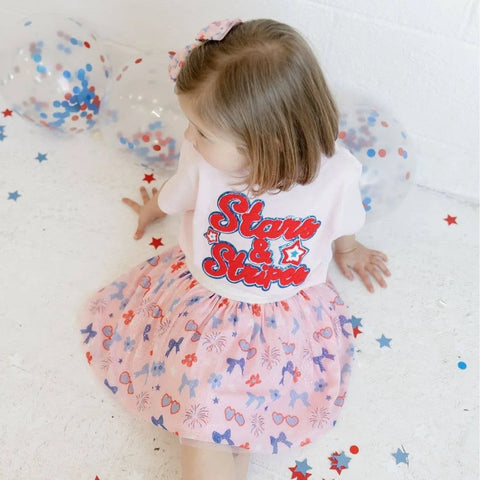 Red, White, & Cute Girls Tutu Skirt