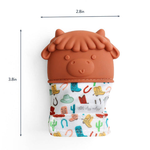 Itzy Silicone Teething Mitt™ - Highland Cow