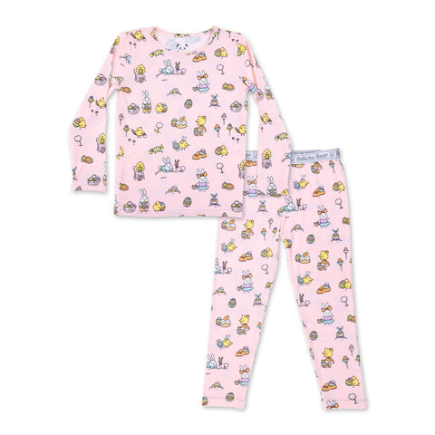 Easter Bunnies Pink Kids Bamboo Pajamas