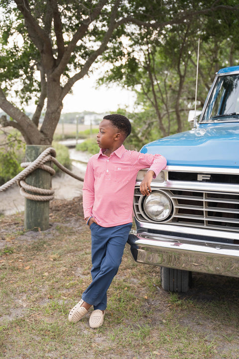 Inshore Performance Polo - Red Stripe 