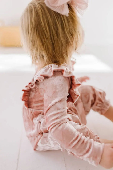 Mabel Bubble Baby Romper in Crushed Blush