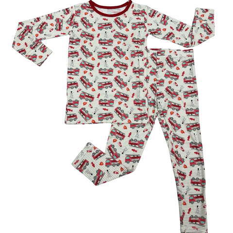 Fire Truck Bamboo Long Sleeve Pajama Set for Boys