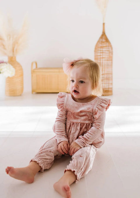 Mabel Bubble Baby Romper in Crushed Blush