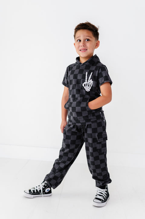 Distressed Checker Cargo Sweatpants for Kids