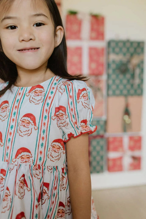 Aura Poplin Dress in Vintage Santa