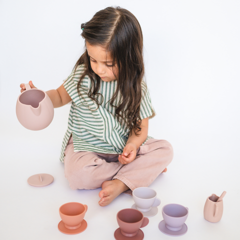 Kids Pretend Play Silicone Tea Set (Petal)