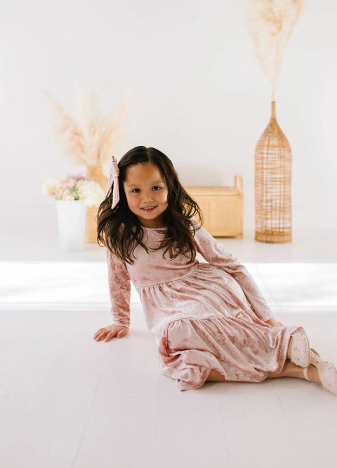 Gwendolyn Ruffle Dress in Crushed Blush