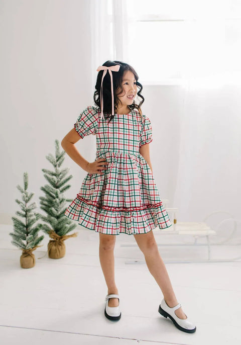 Aura Poplin Dress - Holiday Plaid