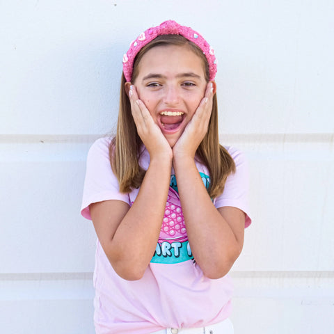 Embellished Knot Headband - Candy Valentines Day Heart