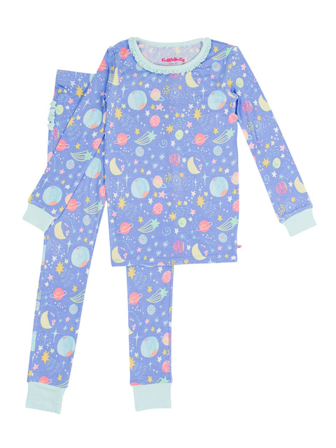 Starry Dreams Bamboo Ruffle Pajama Set