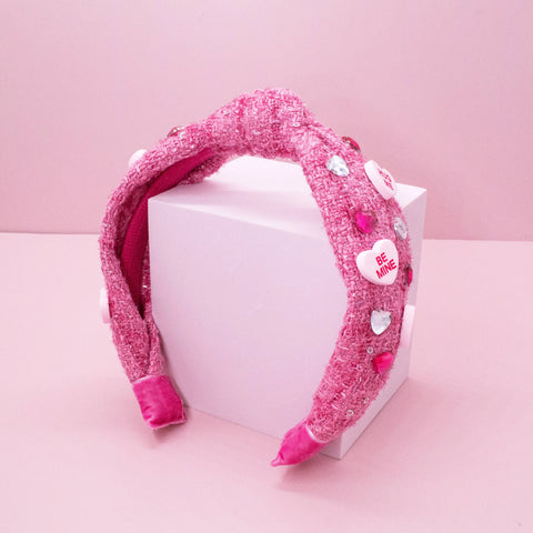 Embellished Knot Headband - Candy Valentines Day Heart