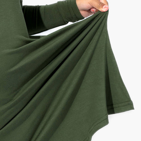 Girls Bamboo Long Sleeve Dress/Night Gown - Evergreen