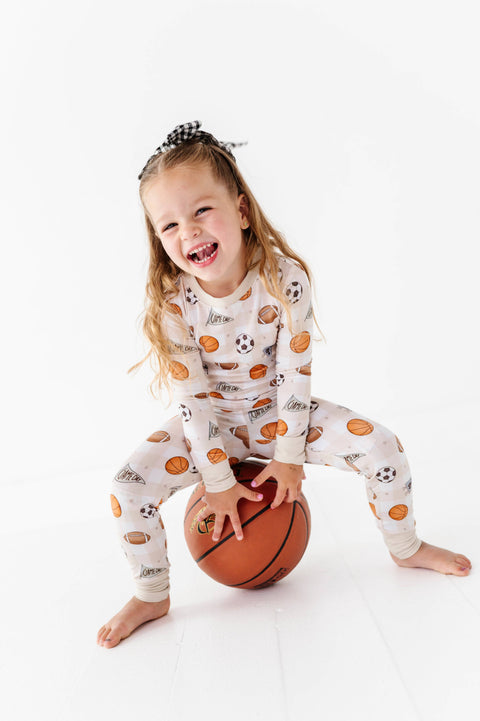 Game Day Gingham Bamboo Pajama Set for Kids