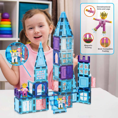 Winter Ice Castle Magnetic Building Tile Set (72 Pieces)