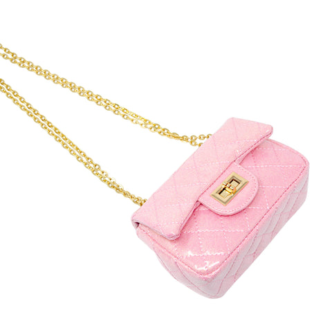 Classic Quilted Sparkle Kids Mini Purse - Baby Pink