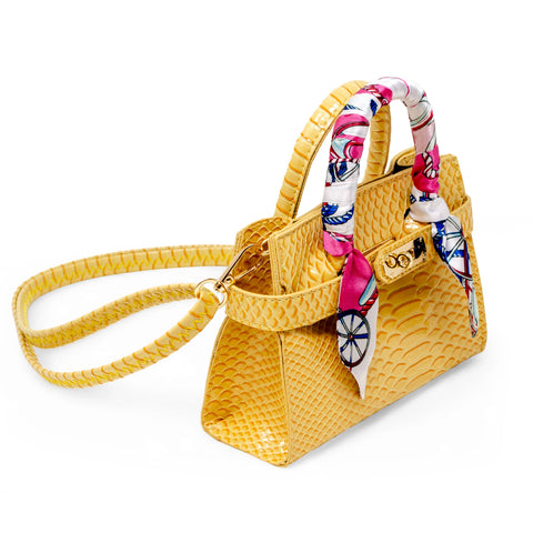 Vivid Crocodile Scarf Kids Handbag - Yellow