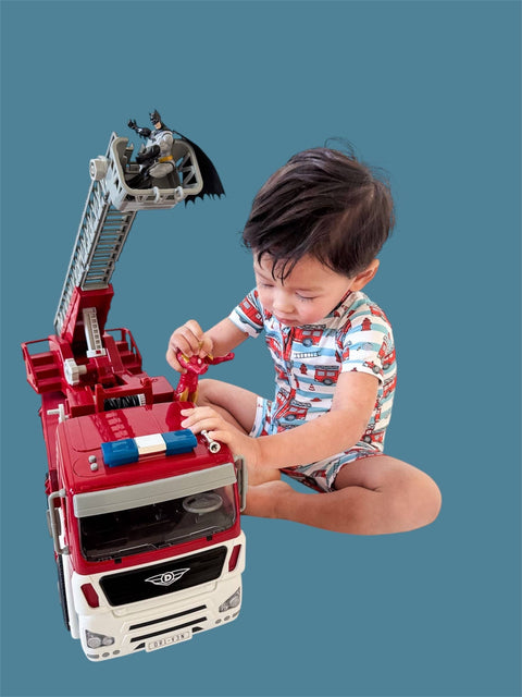 Baby Bamboo Shortie Romper - Firetruck Frenzy