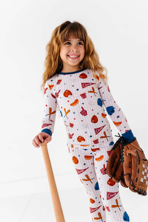 Stripes & Strikes Bamboo Pajama Set for Kids