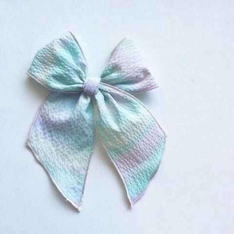 Vintage Pastel Marble Seersucker Elle Bow