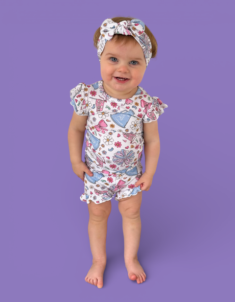 Girls Bamboo Ruffle Short Set - Pom Power