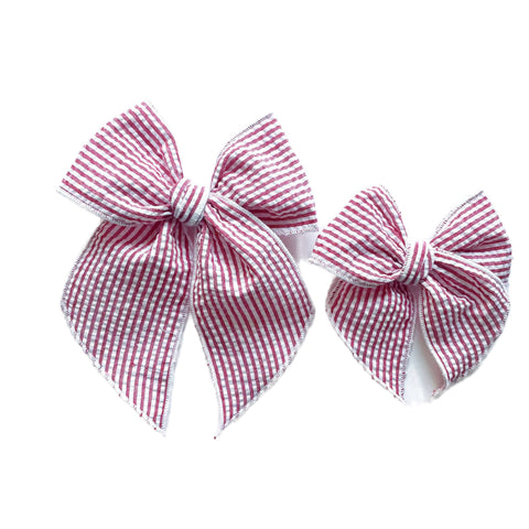 Red & White Seersucker Elle Bow