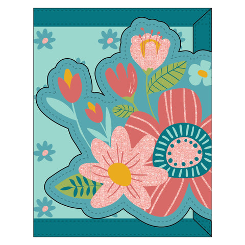 Kids Tri-Fold Wallet -  Blue Flower