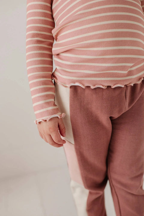Lettuce Hem Tee - Misty Rose Stripe