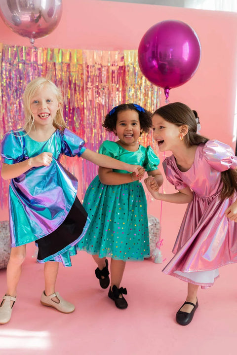 Diana Dress - Teal Confetti Lamé