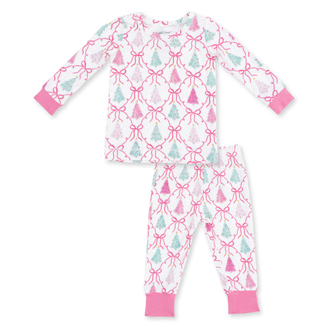 Long Sleeve Loungewear Set - Bow Trellis Tree