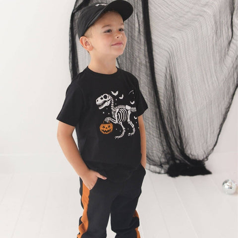 Dinosaur Skeleton Patch Halloween Baseball Hat for Kids