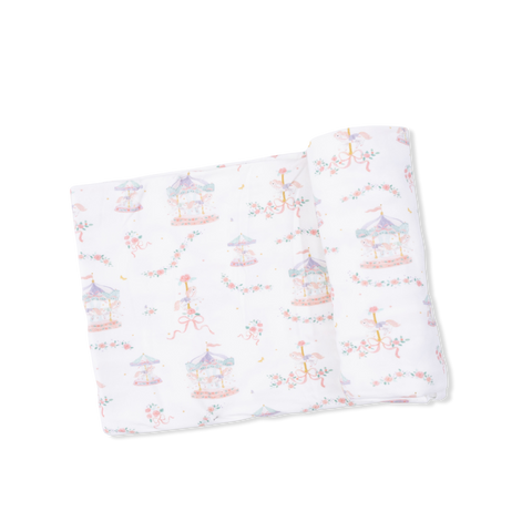 Bamboo Swaddle Blanket - Carousel with Bows