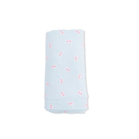 Bamboo Swaddle Blanket - Tiny Cherry Stripe
