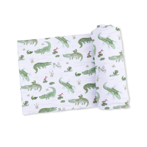 Bamboo Swaddle Blanket - Crayon Alligators