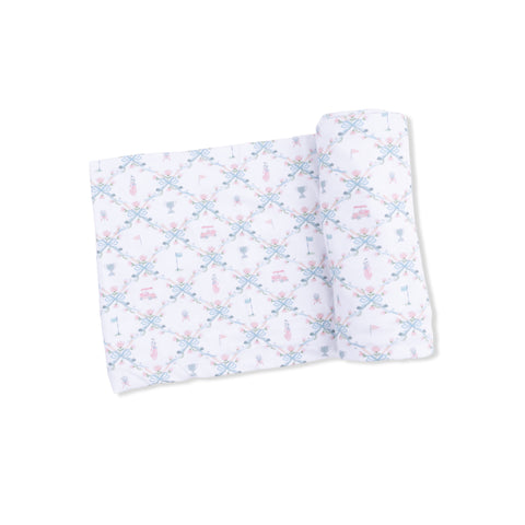 Bamboo Swaddle Blanket - Golf Trellis Pink