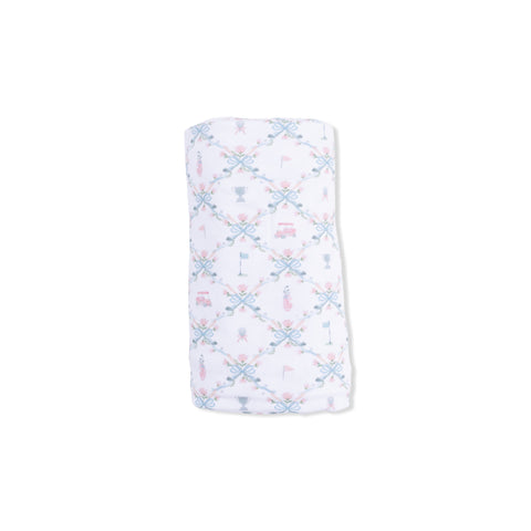 Bamboo Swaddle Blanket - Golf Trellis Pink